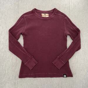 American Giant Shirt Womens Medium Burgundy Thermal Waffle Knit Sweatshirt USA